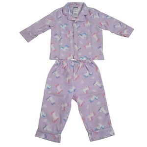 Wildkin 2T Pajama Set Toddler Purple Unicorn Button Front Long Sleeve Fleece